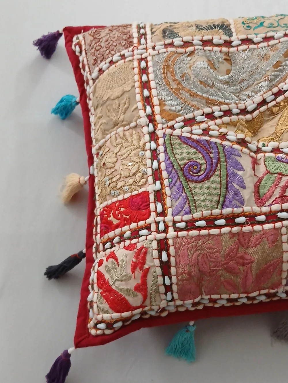 Beautiful Embroidered Patchwork Pillow
